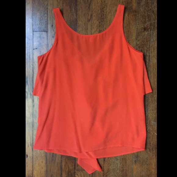 Amanda Uprichard Silk Ruffle Tank Top in Coral Tangerine - Picture 2 of 6